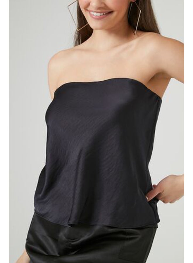 FOREVER 21 Flowy Satin Strapless Top - Image 5