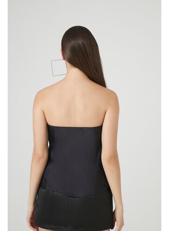 FOREVER 21 Flowy Satin Strapless Top - Image 3