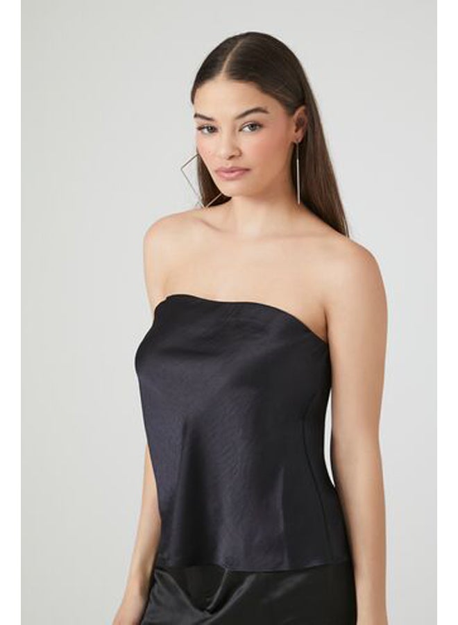FOREVER 21 Flowy Satin Strapless Top - Image 2