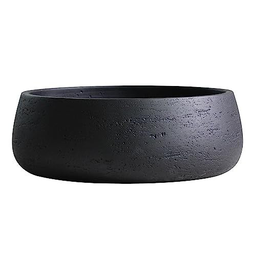 Olly & Rose Copenhagen Large Ceramic Planter Bowl Shallow Plant Pot - Matt Black Flower Pot Indoor and Outdoor Garden Décor… - Image 1