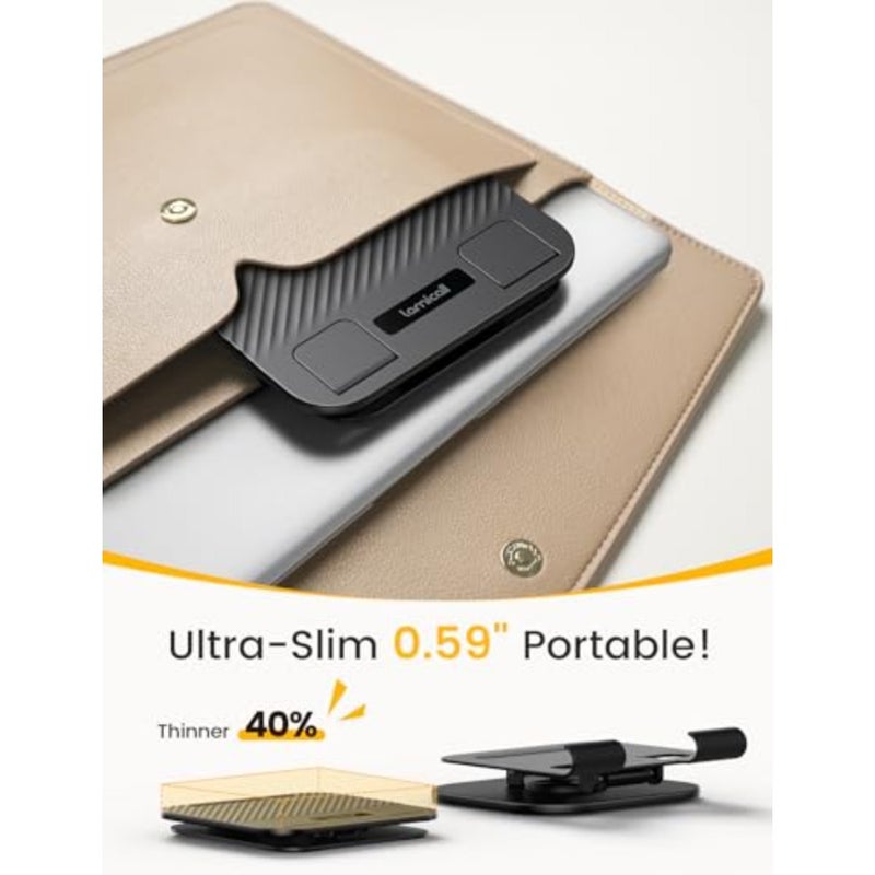 Adjustable iPad Stand for Desk - Ultra-Slim Foldable 360 Rotation Tablet Stand with Heavy-Duty Base, Black Aluminum, Stable Grip for 4.7-13 Devices Including 2025 iPad Pro Air Mini Kindle iPhone 17 Pro - Image 4