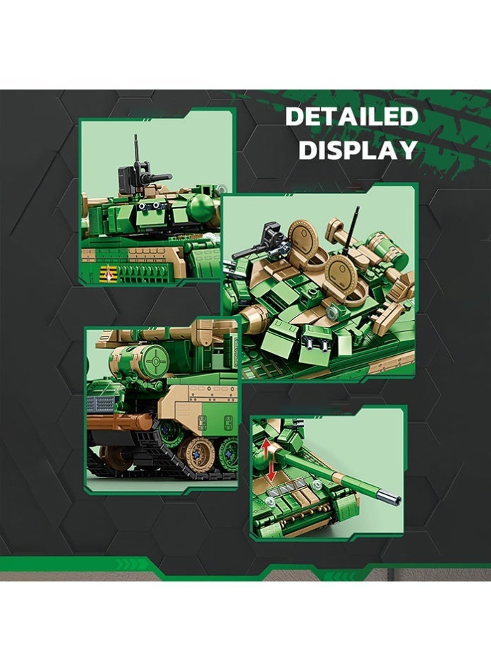 MINGDI Main Battle Tank Building Blocks Set - 256mm Military Tank Model Toy with Rotatable Turret & Moving Tracks - Educational DIY Gift for Kids 6+ - Image 1