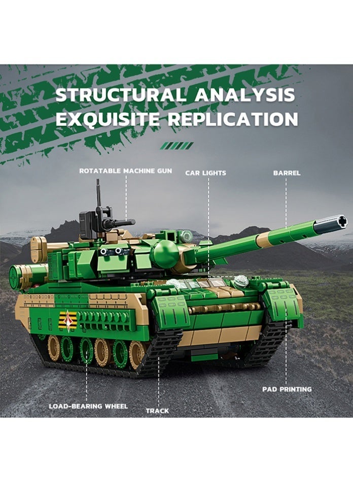 MINGDI Main Battle Tank Building Blocks Set - 256mm Military Tank Model Toy with Rotatable Turret & Moving Tracks - Educational DIY Gift for Kids 6+ - Image 2