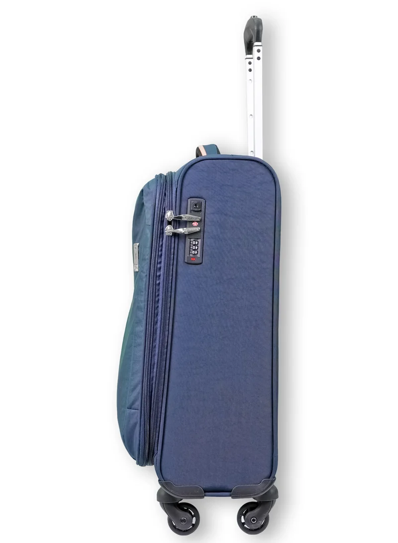 ريفلكشين Reflection Expandable Soft Trolley Luggage – 20" Carry-On with TSA Lock, Double Security Zipper &amp; 360° Spinner Wheels, Navy Blue