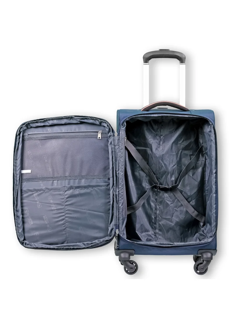 ريفلكشين Reflection Expandable Soft Trolley Luggage – 20" Carry-On with TSA Lock, Double Security Zipper &amp; 360° Spinner Wheels, Navy Blue