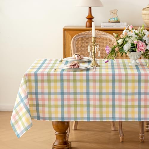Jia le JIALE Easter Gingham Tablecloth, Rectangle Table Cloth 52x70 Inches Buffalo Checkered Table Cover for Mothers Day Spring Summer,Dining Tablecover for Picnic/Party/Birthday - Image 1