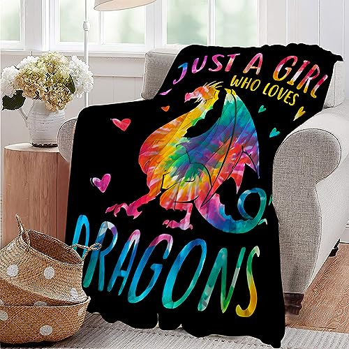 Tijuboni Just A Girl Who Loves Dragons Blanket Soft Warm Cozy Colorful Dragon Throw Blankets for Boys Girls Fuzzy Plush Blanket Fleece Lightweight Flannel Kid Adults Gift for Bed Couch Sofa 60"x50" - Image 4