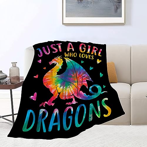 Tijuboni Just A Girl Who Loves Dragons Blanket Soft Warm Cozy Colorful Dragon Throw Blankets for Boys Girls Fuzzy Plush Blanket Fleece Lightweight Flannel Kid Adults Gift for Bed Couch Sofa 60"x50" - Image 3