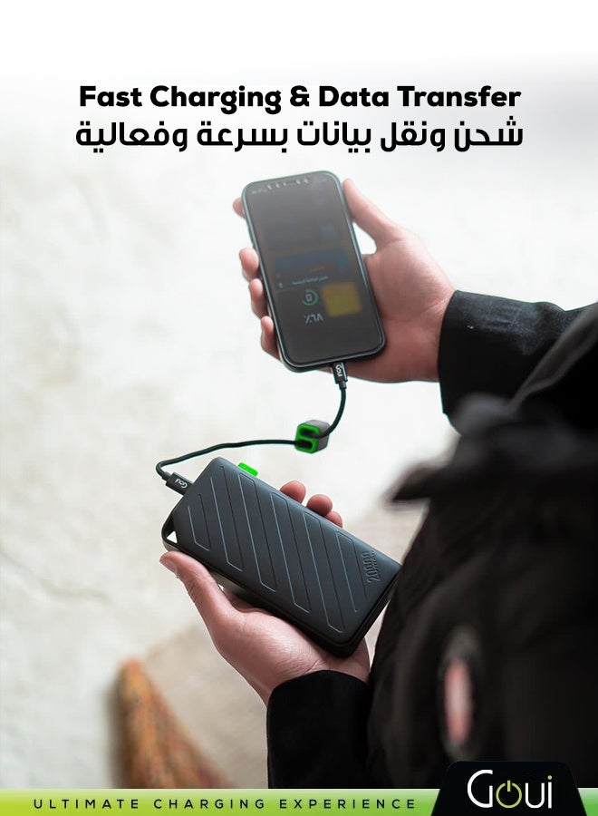 جوي كيبل شحن فائق السرعة تايب سي إلى تايب سي – سلك شاحن و نقل بيانات صغير الحجم بطول 27 سم لأجهزة آيفون 17/16/15 و ايباد و ماك بوك و سامسونج و غيرها، مزود بحلقة تعليق وحزام للمعصم، معتمد من MFI أسود - Image 5