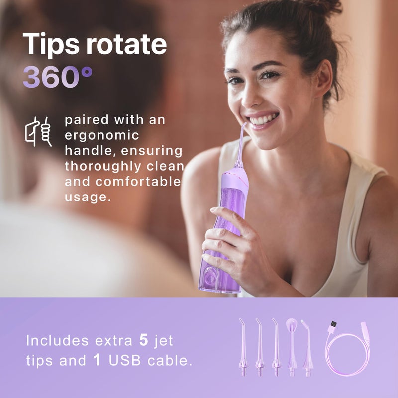 Oralfree Water Dental flosser Teeth Picks - Braces Cordless Oral Irrigator Portable Rechargeable Travel Irrigation Cleaner IPX7 Waterproof Electric Professional Flossing Teeth Cleaning for Home - Image 5