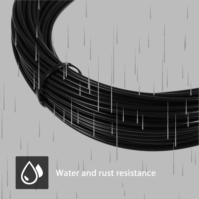 UKCOCO 304 Stainless Steel Coated Wire Rope Cable Black PVC Coated Curtain Wire 0.2cm Diameter 25m Length Outdoor Garden for Hanging and Bailing Applications - Image 5