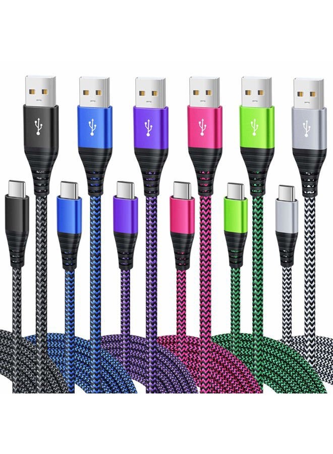 Besgoods USB Type C Charger Cable, 6-Pack 10ft USB C Cable Fast Charging Braided Type C Charger Cord for iPhone 16/15, Galaxy S24 S23 S22 S9 S10 A13 A15 A03s, Pixel-Black White Blue Green Purple Rose - Image 1
