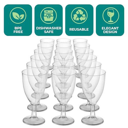 JoyServe 24 Plastic Wine Glasses Disposable - 7 Oz Clear BPA-Free Plastic Glasses with Stem, Reusable Party Wine Cups for Outdoor Parties, Weddings, Toasts, Drinks, Catering (Bulk Pack of 24) - Image 4
