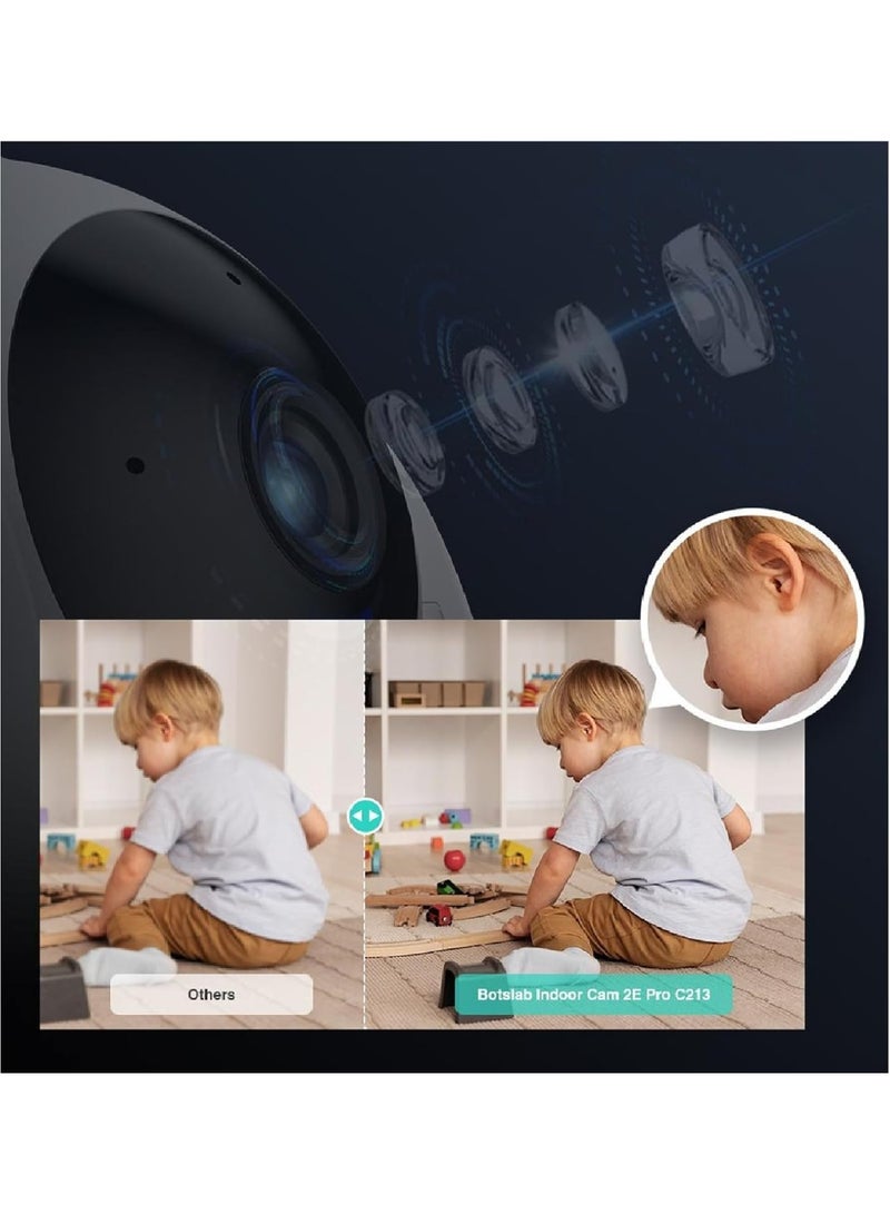 Botslab C213 2E Pro 2K Indoor Security Camera, Bi-directional Audio, People Tracking, HD Night Vision, Call Button, Manual Privacy Setting, 2.4GHz WiFi and LAN - Image 4
