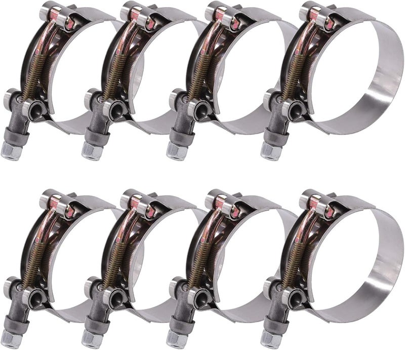 Glarks مشابك خرطوم T-Bolt من غلركس 8 قطع 51-59 مم من الفولاذ المقاوم للصدأ للتوربو ومدخل الهواء - Image 1