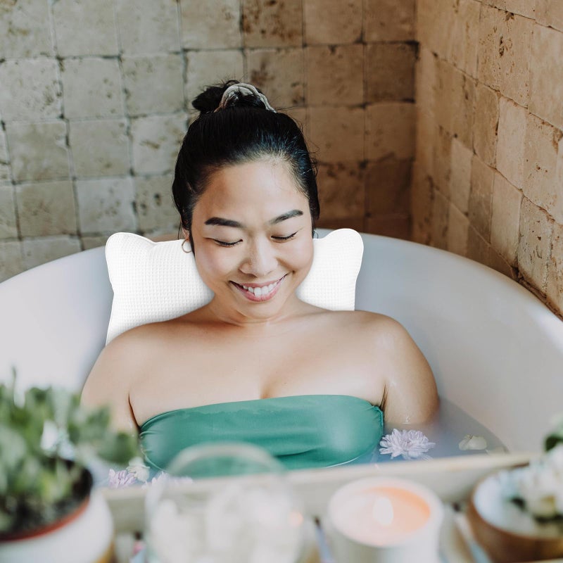 Inflatable Bath Pillow with Suction Cups for Neck and Back Support Soft Spa Cushion - Image 5