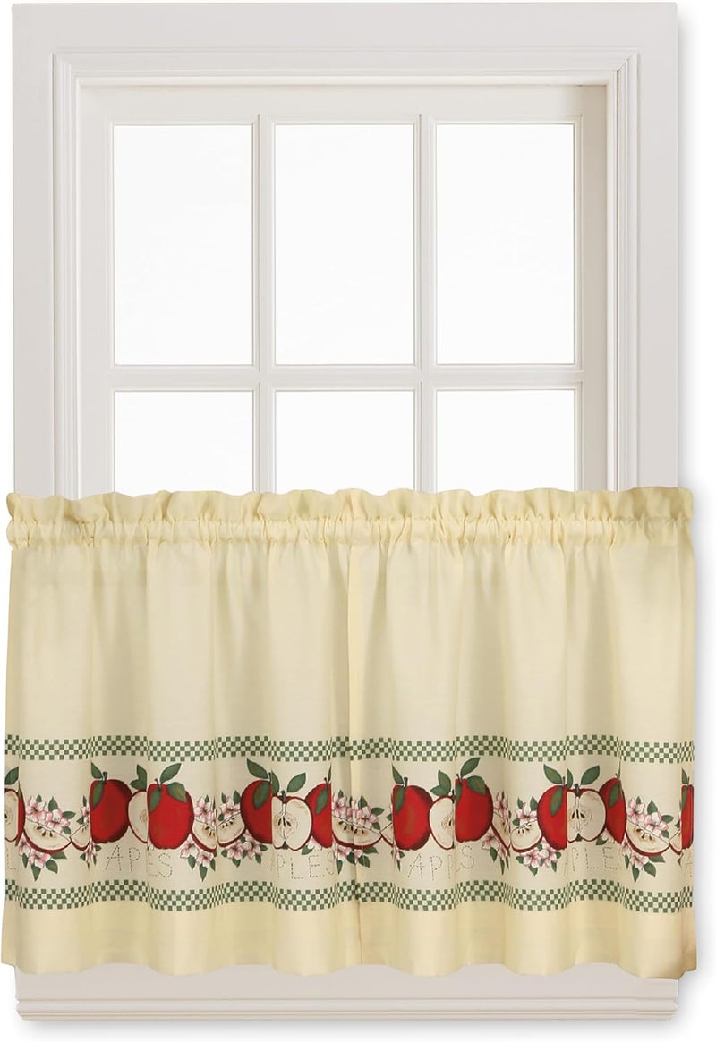 CHF & You Red Delicious Country Apples 3-Piece Window Curtain Tier Set, Ivory, 56-Inch X 24-Inch, Multi Color - Image 2