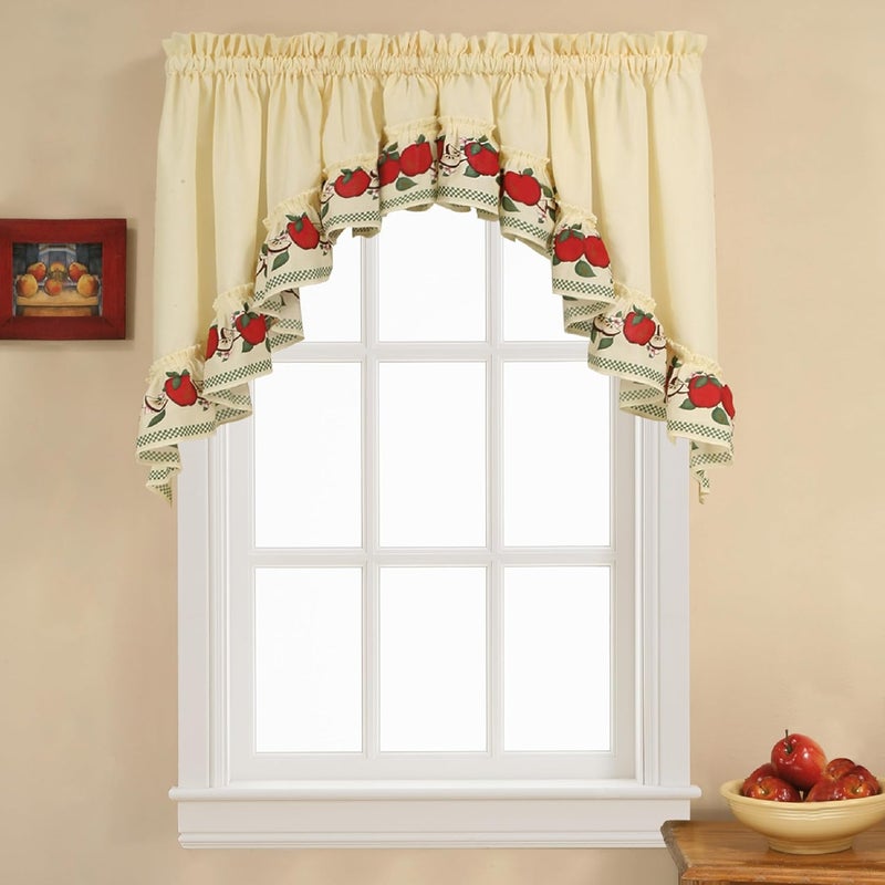 CHF & You Red Delicious Country Apples 3-Piece Window Curtain Tier Set, Ivory, 56-Inch X 24-Inch, Multi Color - Image 4
