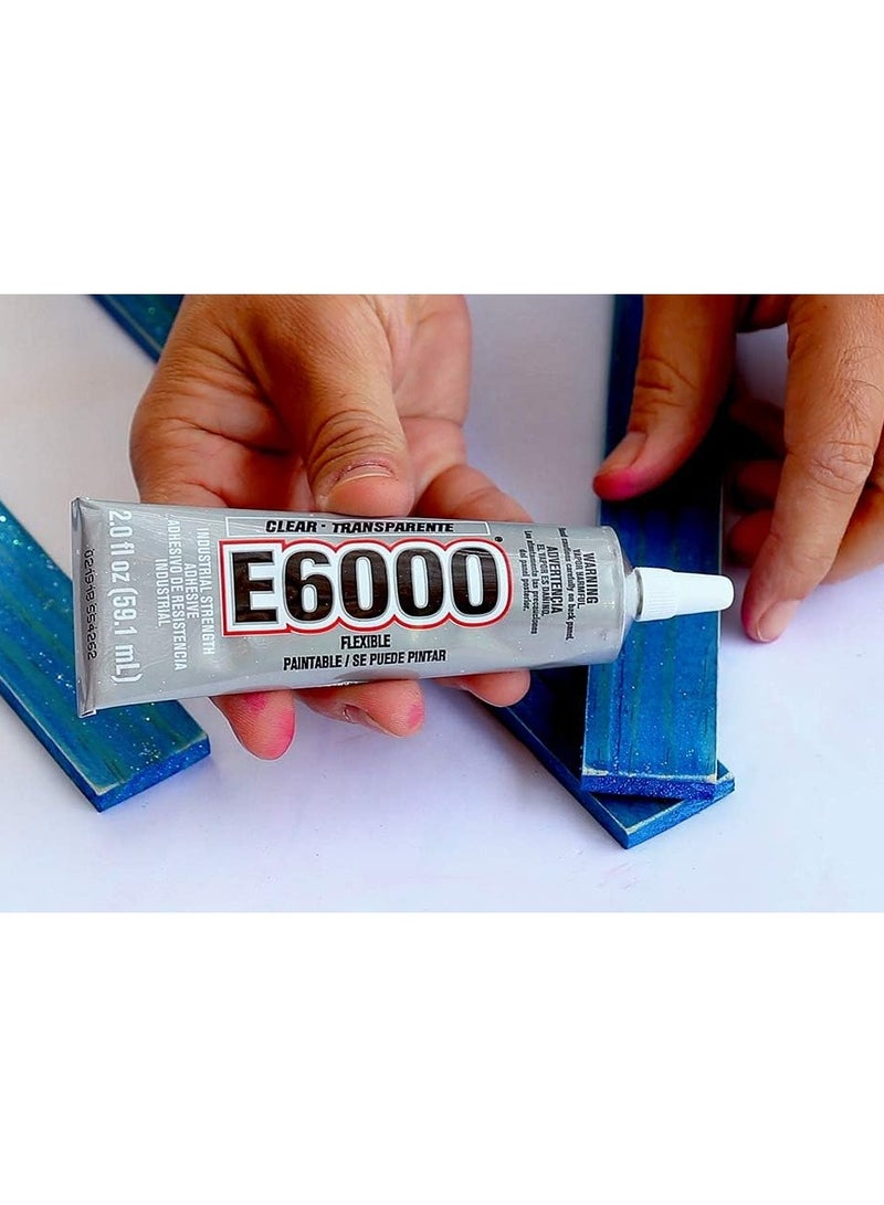 E6000 Industrial Strength Adhesive Glue 59.1ml Clear Multi Purpose Craft Glue Strong Flexible Waterproof Bond for Fabric Metal Wood Glass Ceramic DIY Repair Permanent Adhesive - Image 3