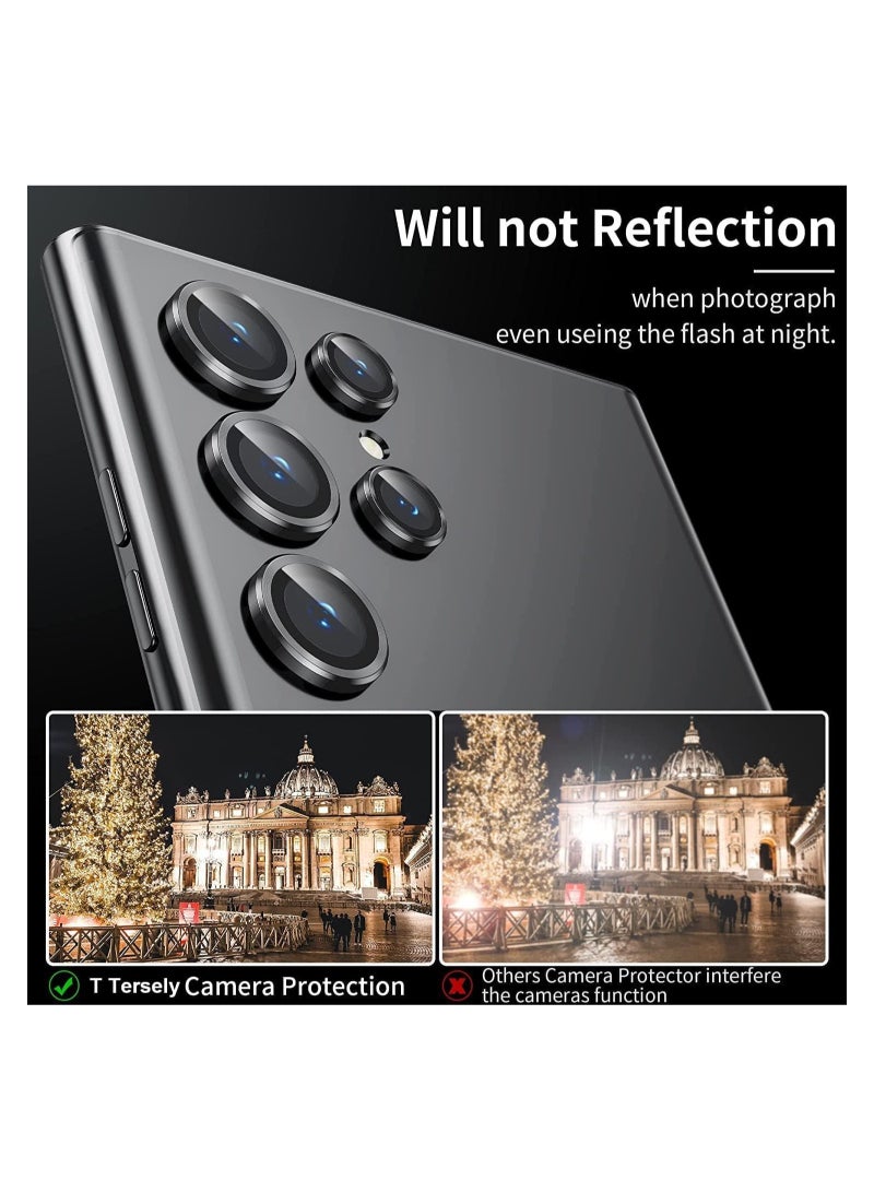Camera Lens Protector for Samsung Galaxy S24 Ultra 2024, 9H Transparent Camera Tempered Glass Grade Shatterproof (Black)