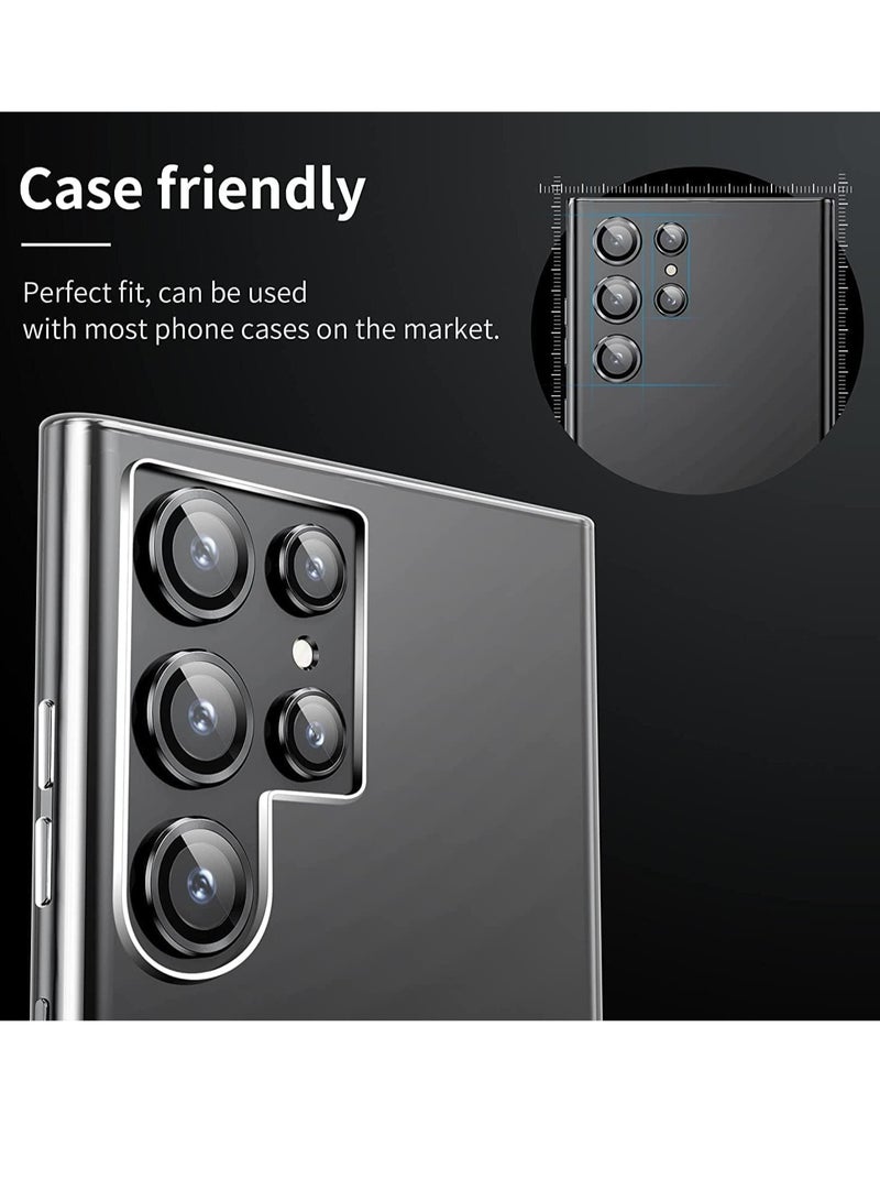 Camera Lens Protector for Samsung Galaxy S24 Ultra 2024, 9H Transparent Camera Tempered Glass Grade Shatterproof (Black)