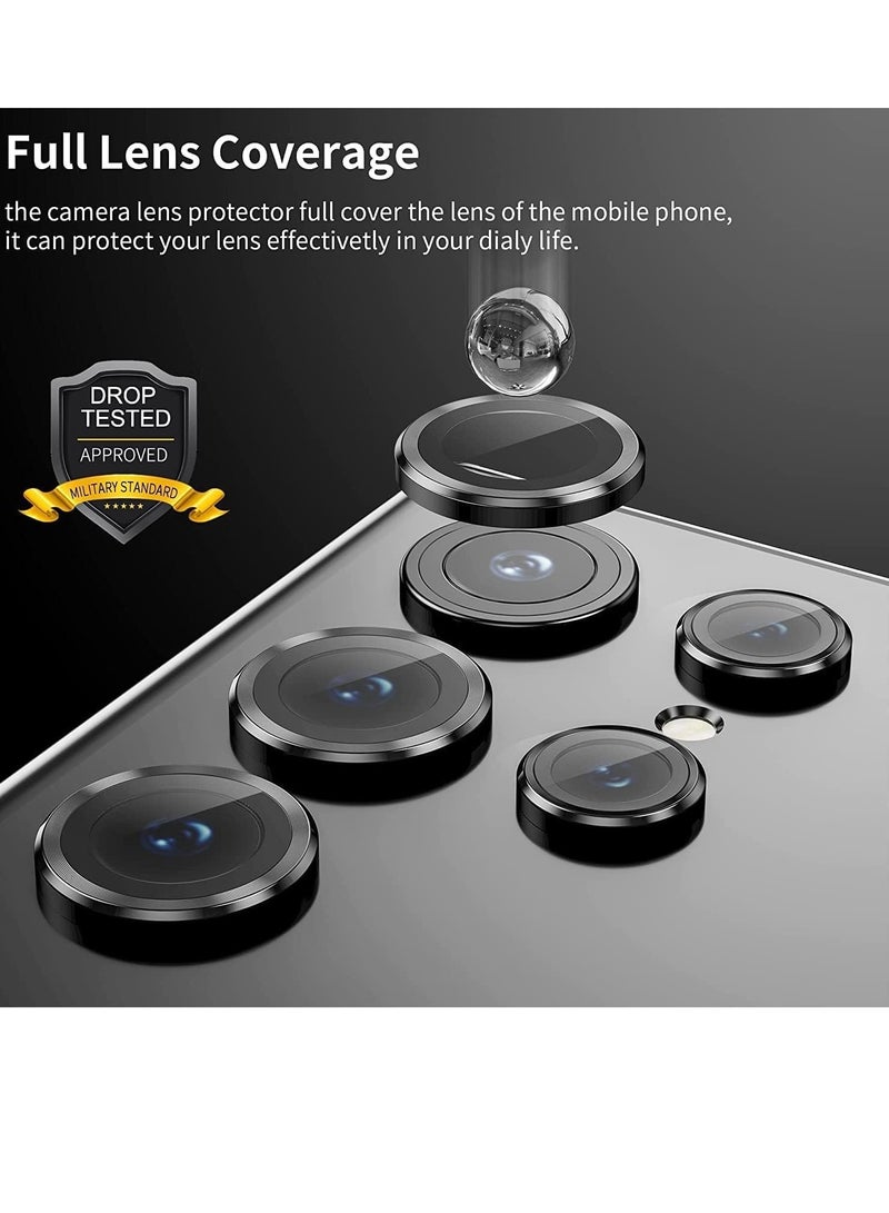 Camera Lens Protector for Samsung Galaxy S24 Ultra 2024, 9H Transparent Camera Tempered Glass Grade Shatterproof (Black)