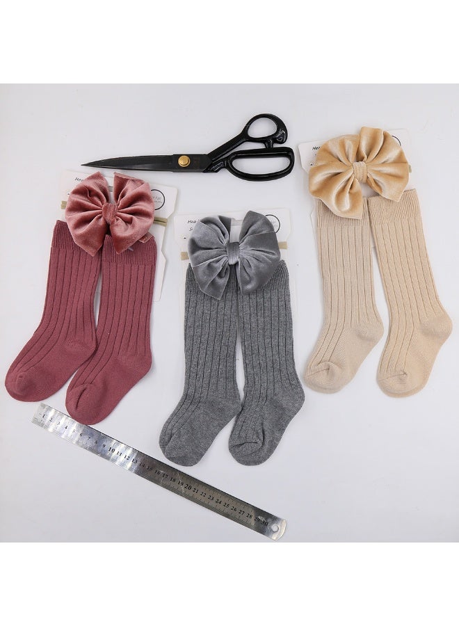 D'Daniela Mikha Socks & Ribbon Bow Set For Babies and Girls - Magenta - Image 5