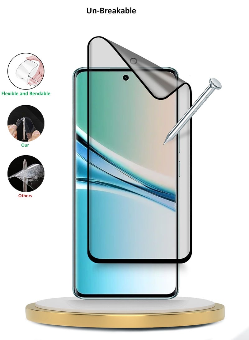 دبليو تيك حماية شاشة مرنة غير لامعة كاملة من السيليكون من شاومي ريدمي نوت 15 5G 2025، مصنوعة من السيراميك النانوي، مع غطاء كامل، (MSCNMN) - شفاف/أسود - Image 3