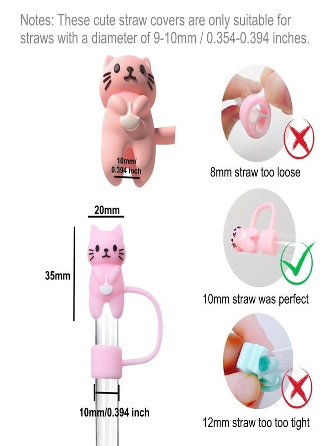 AXMCCH Straw Cover for Stanley Cup 10mm 0.4in Cat Shape Silicone Straw Topper for Stanley Tumbler 30Oz&40Oz (Pink) - Image 2
