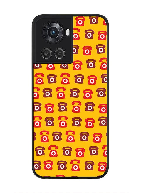 Rugged Black edge case for OnePlus 10R 5G/OnePlus Ace 5G Slim fit Soft Case Flexible Rubber Edges Anti Drop TPU Gel Thin Cover - Red Ringing Telephone