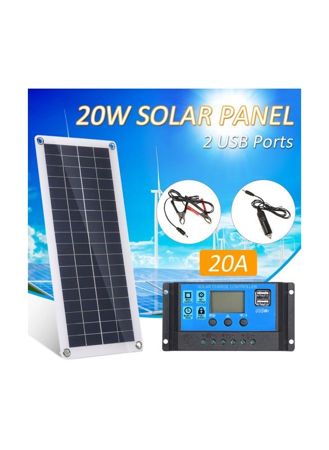 NIBEMINENT - Solar Panel With USB Port And Car Charger Black/White/Blue - Image 1
