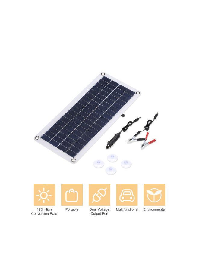 NIBEMINENT - Solar Panel With USB Port And Car Charger Black/White/Blue - Image 1