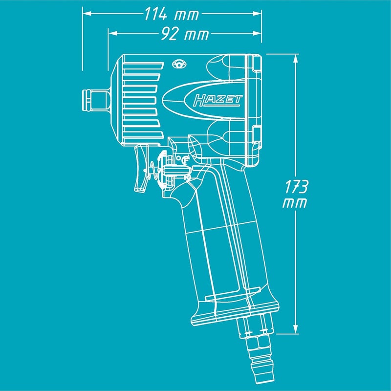 Hazet 9012M 1100 N m Impact Wrench Extra Short - Black/Blue - Image 5