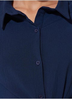 Styli Solid Long Sleeve Collared Wrap Top  - Image 3