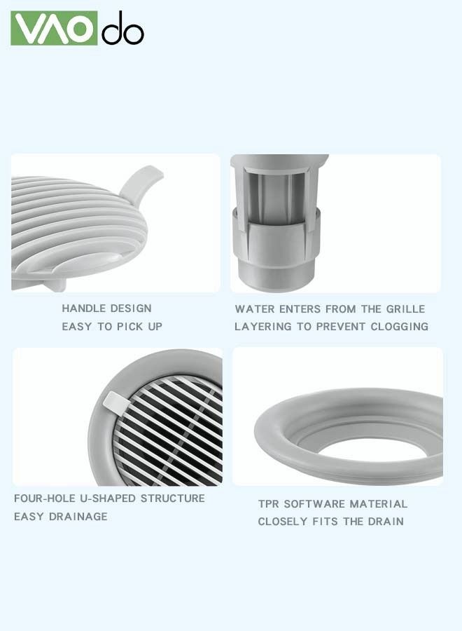 فاو دو قطعتان من مزيل العرق للأرضية مختوم TPR قابس ناعم تصميم تصريف أحادي الاتجاه مقاوم للاهتراء ومضاد للتآكل ومضاد للعرق وفلتر مطبخ للحمام - Image 5