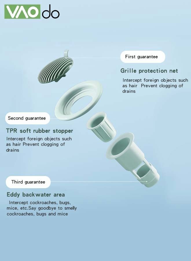 فاو دو قطعتان من مزيل العرق للأرضية مختوم TPR قابس ناعم تصميم تصريف أحادي الاتجاه مقاوم للاهتراء ومضاد للتآكل ومضاد للعرق وفلتر مطبخ للحمام - Image 2