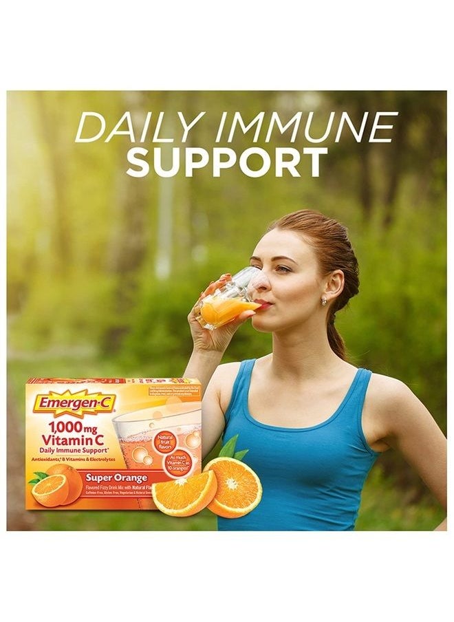 Emergen-C 1000mg Vitamin C Powder for Daily Immune Support Caffeine Free Vitamin C Supplements with Zinc and Manganese, B Vitamins and Electrolytes, Super Orange Flavor - 60 Count/2 Month Supply  - Image 2