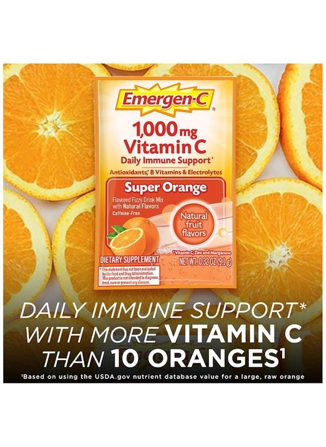 Emergen-C 1000mg Vitamin C Powder for Daily Immune Support Caffeine Free Vitamin C Supplements with Zinc and Manganese, B Vitamins and Electrolytes, Super Orange Flavor - 60 Count/2 Month Supply  - Image 3