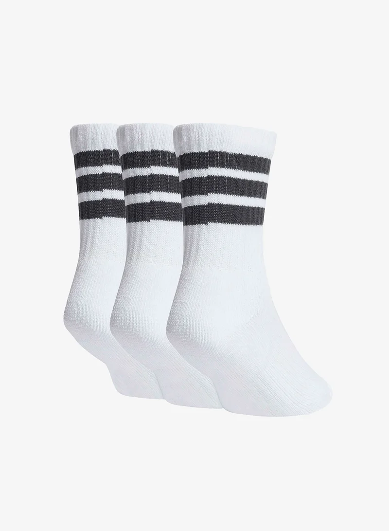 Adidas Kids 3 Pack 3-Stripes Cushioned Crew Socks