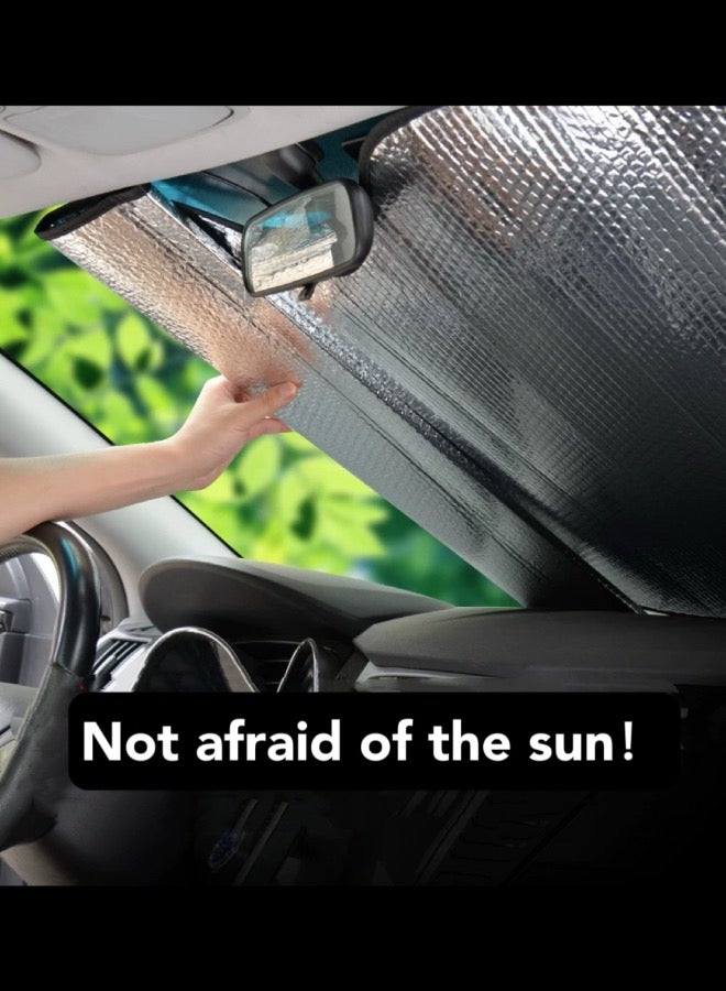 مظلة شمسية عالمية للزجاج الأمامي للسيارة، تحافظ على برودة الجزء الداخلي للسيارة، تناسب معظم السيارات السيدان وسيارات الدفع الرباعي (وردي) - Image 2