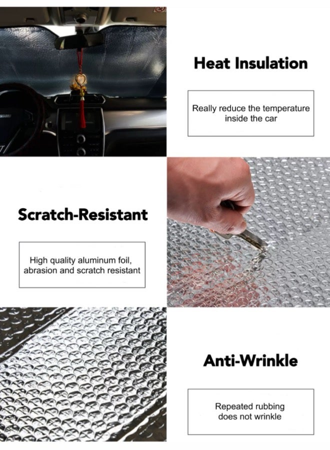 مظلة شمسية عالمية للزجاج الأمامي للسيارة، تحافظ على برودة الجزء الداخلي للسيارة، تناسب معظم السيارات السيدان وسيارات الدفع الرباعي (وردي) - Image 4