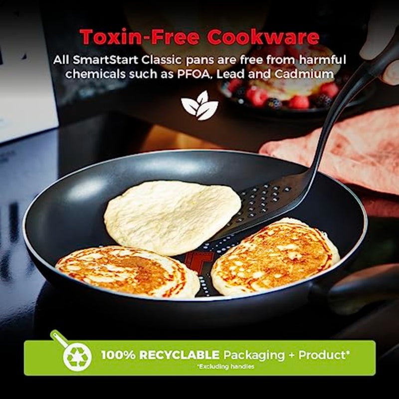 SmartStart Classic 30cm Aluminium Frying Pan, Aeroglide PFOA Free Non-Stick Coating Skillet, Built-In Temperature Indicator, Oven and Dishwasher Safe, Gas Hob Compatible Fry Pan, Black - Image 5