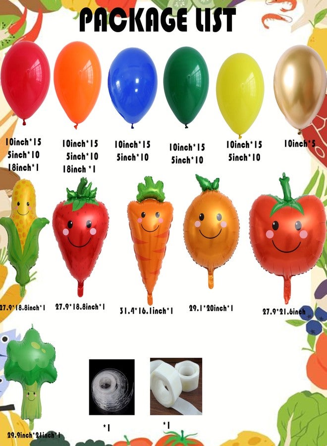 BALONAR Vegetable Fruit Balloon Arch Garland Kit 138PCS Rainbow Balloons Garland with Mixed Strawberry Corn Carrot Orange Broccoli Foil Balloon for Fruit Vegetable Baby Shower 1st Birthday Party Decorations - Image 2