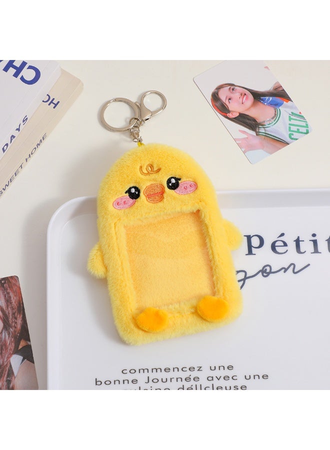 NIBEMINENT 1 - Piece Cartoon Plush Kpop Photo Card Holder Pendant Key Chain ID Badge Holder ID Card Holder Photo Card Protector for School ID Office ID Access Card for Women Girls - Image 1