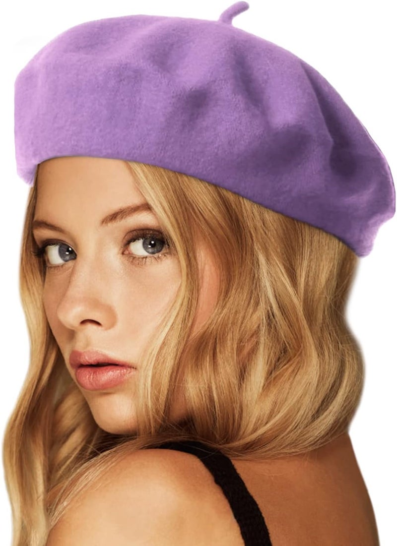 Wheebo Wool Beret Hat,Solid Color French Style Winter Warm Cap for Women Girls Lady - Image 1