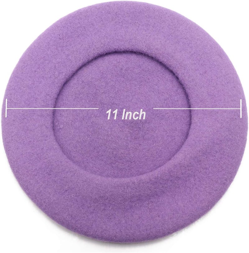 Wheebo Wool Beret Hat,Solid Color French Style Winter Warm Cap for Women Girls Lady - Image 5
