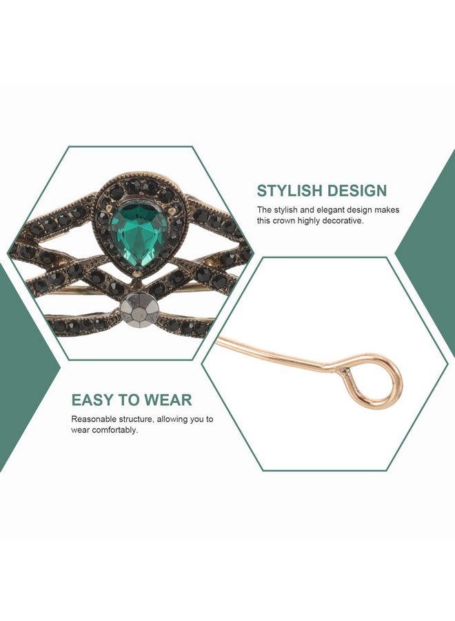 Beaupretty Baroque Crown Headband Wedding Bridal Crown Emerald Crystal Crown Gemstone Tiara for Women Girls Halloween Birthday Party Supplies Green - Image 3