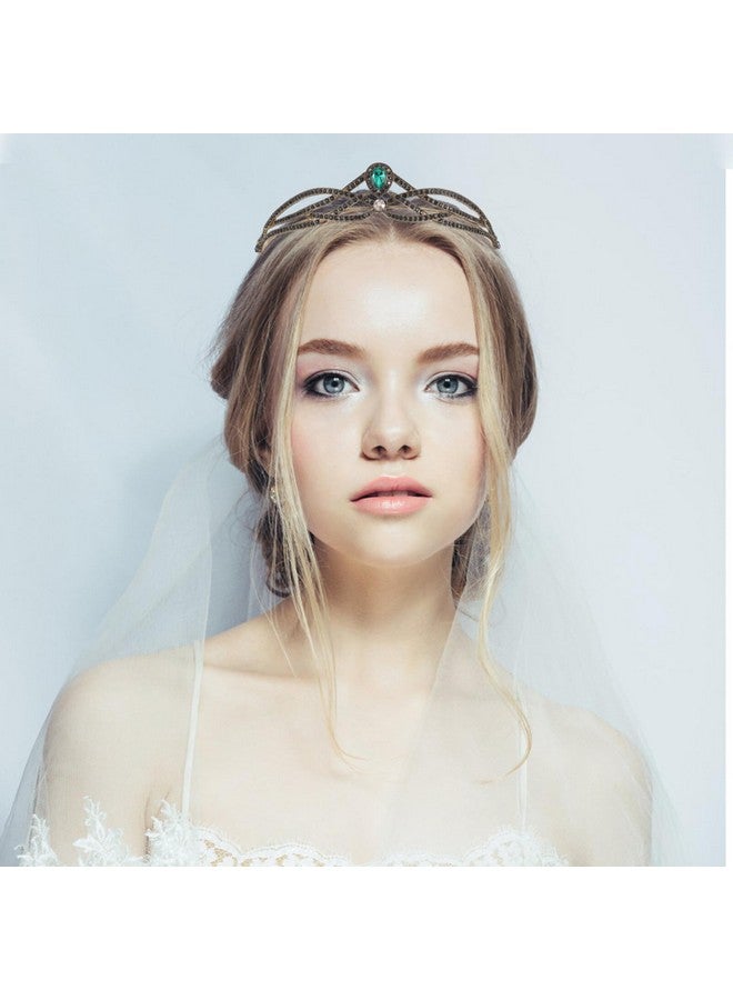 Beaupretty Baroque Crown Headband Wedding Bridal Crown Emerald Crystal Crown Gemstone Tiara for Women Girls Halloween Birthday Party Supplies Green - Image 5