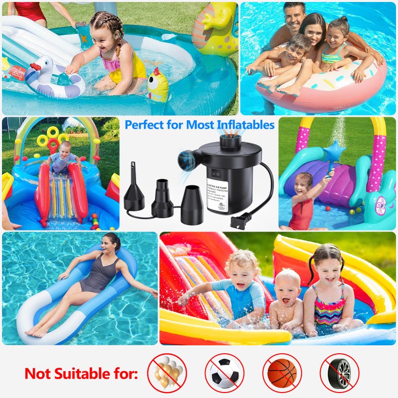 PULIDIKI Electric Air Pump for Inflatables Air Mattress Pump with 3 Nozzles Inflator Deflator Quick Air Pump for Air Mattress Beds Pool Toys Raft Boat Swimming Rings AC 110V 130W - Image 2