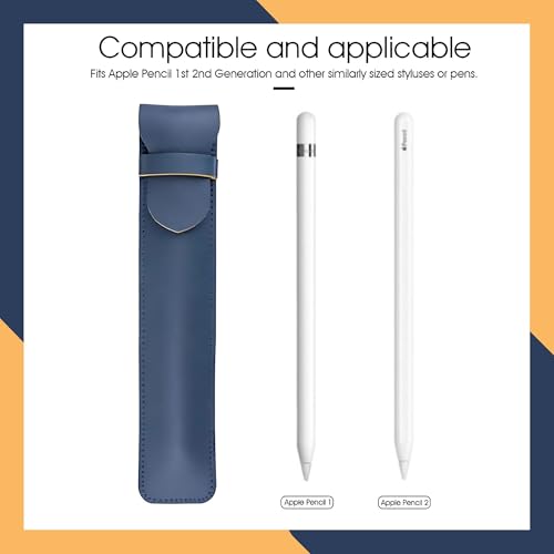 Gowloz Apple Pencil Leather Sleeve Case – Protective Holder Pouch for Apple Pencil 1st & 2nd Generation | Slim Lightweight Stylus Cover for Scratch & Impact Protection (Blue) - Image 4